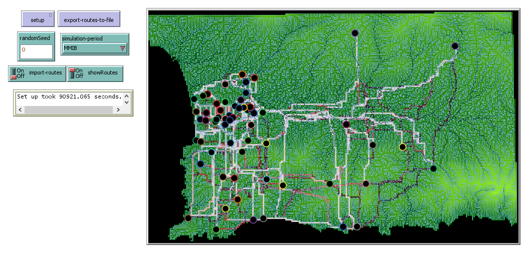 Screenshot of the ‘routes’ module displaying routes between MMIB sites